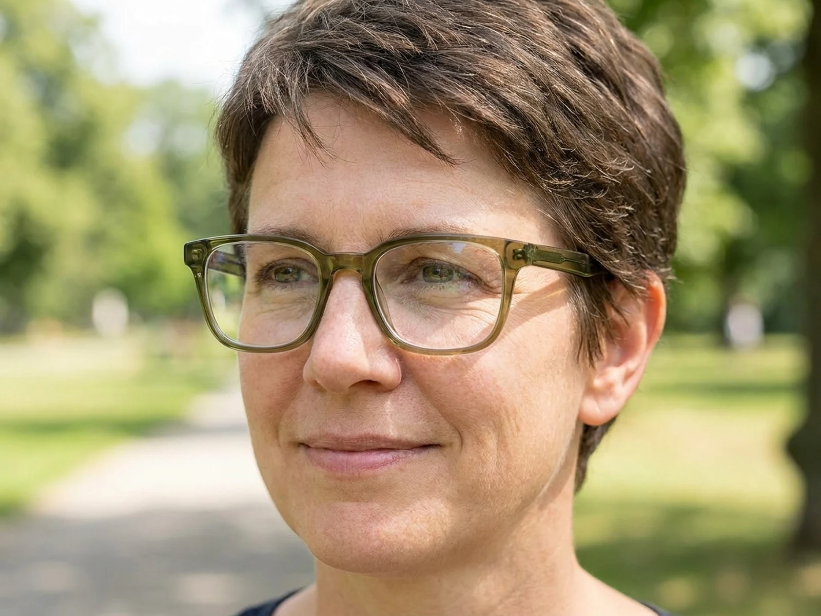 Authorized portrait preview with translucent square glasses