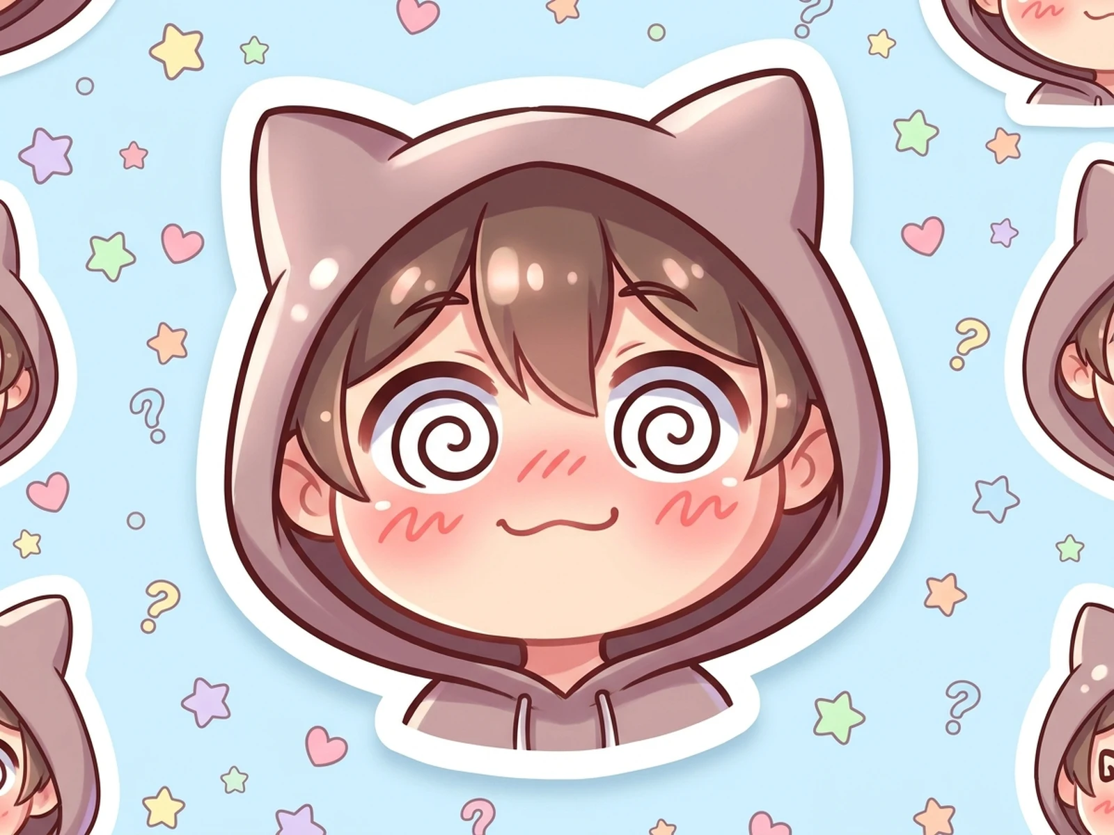 Safe anime reaction face sticker sheet inspired by exaggerated ahegao expression without explicit imagery