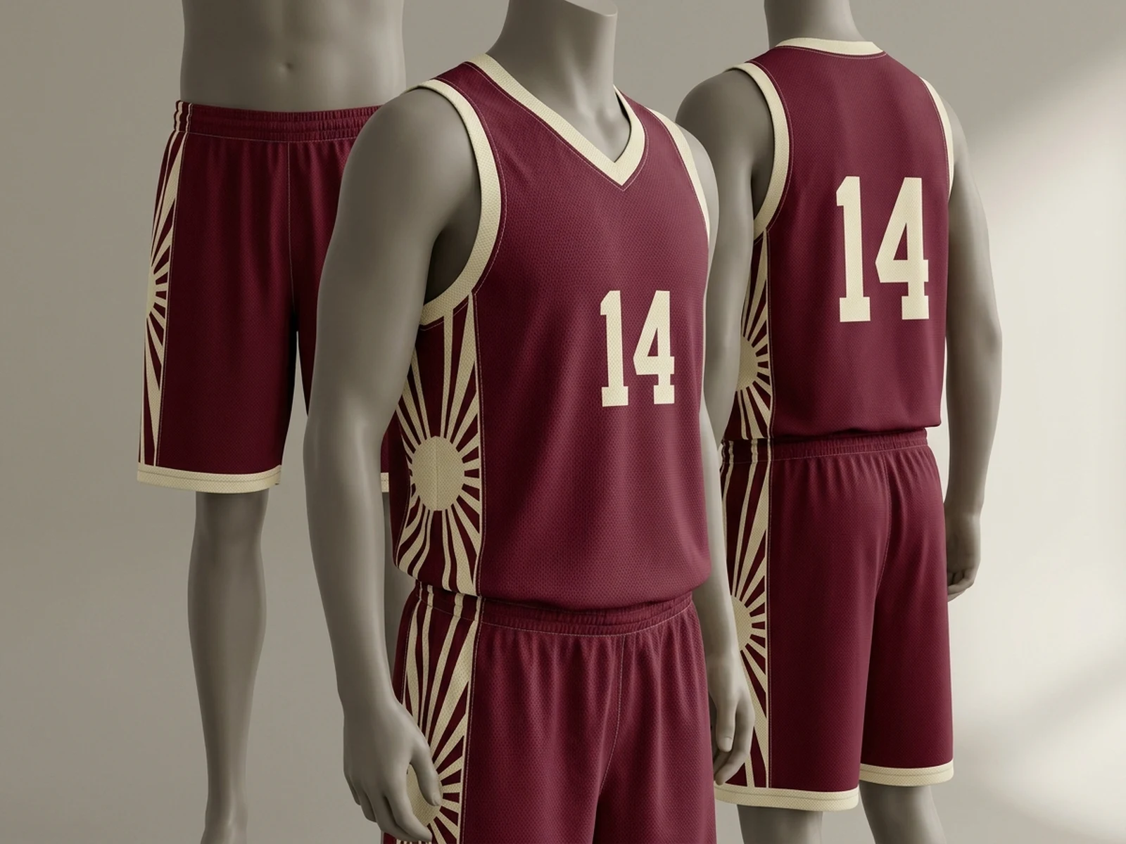Original burgundy and cream community basketball uniform concept