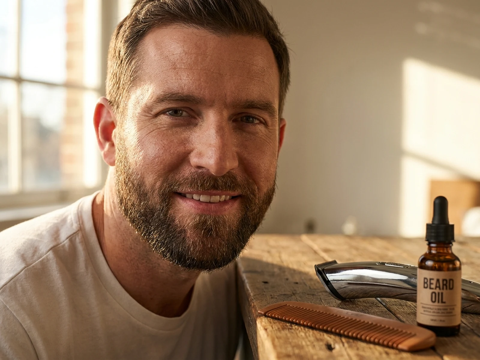 AI Beard Generator example showing natural portrait crop with controlled lighting and clear composition