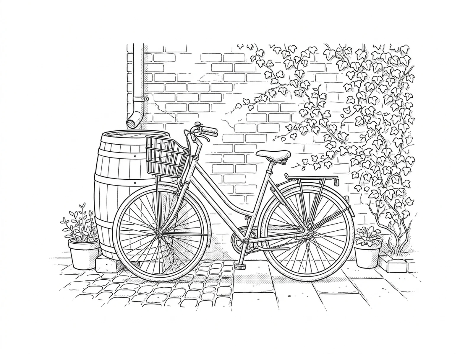 Black and white commuter bicycle spot illustration