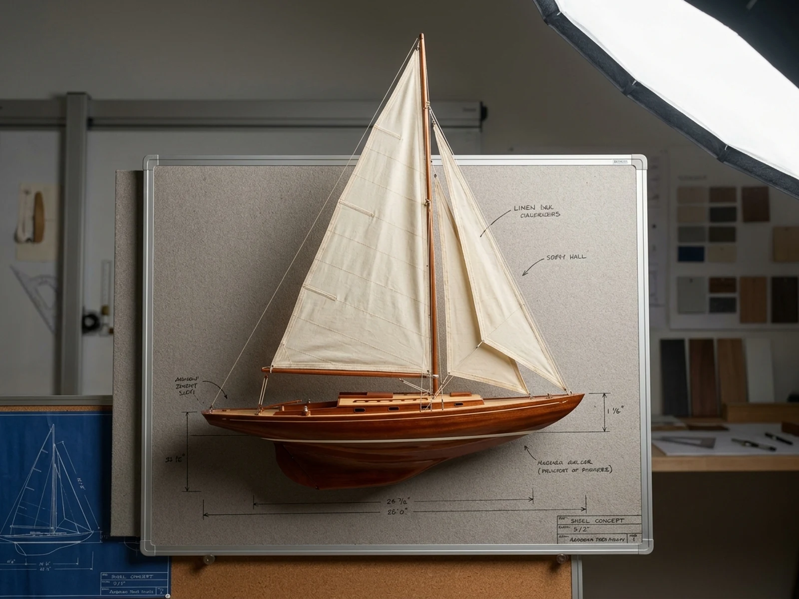AI Boat Generator example showing marina hero boat with controlled lighting and clear composition