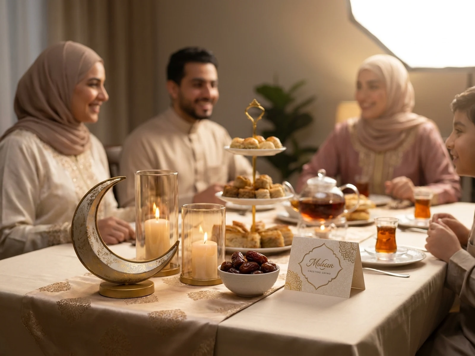 AI Eid Generator example showing lantern greeting card with controlled lighting and clear composition