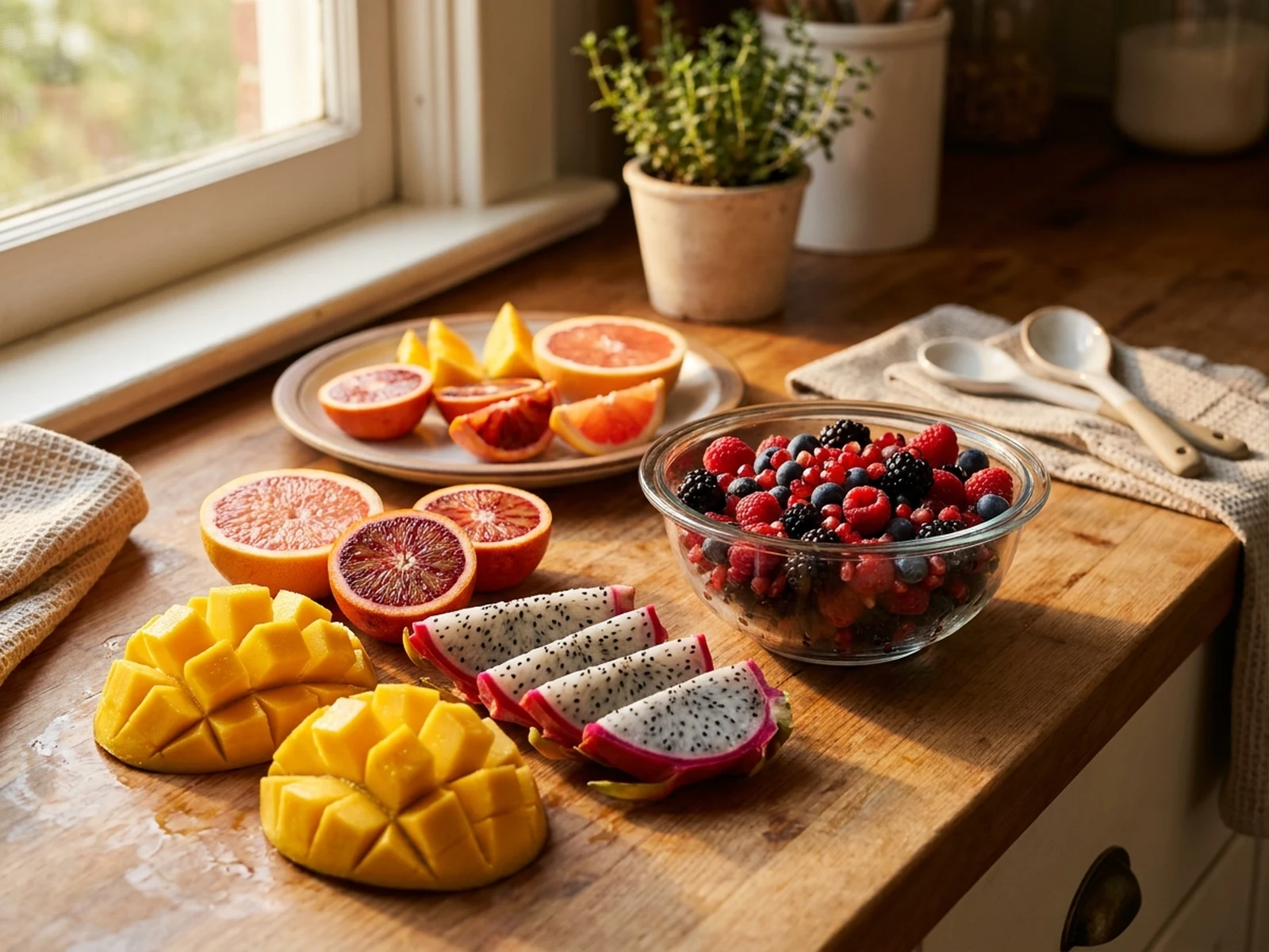 AI Fruit Generator example showing market crate set with controlled lighting and clear composition