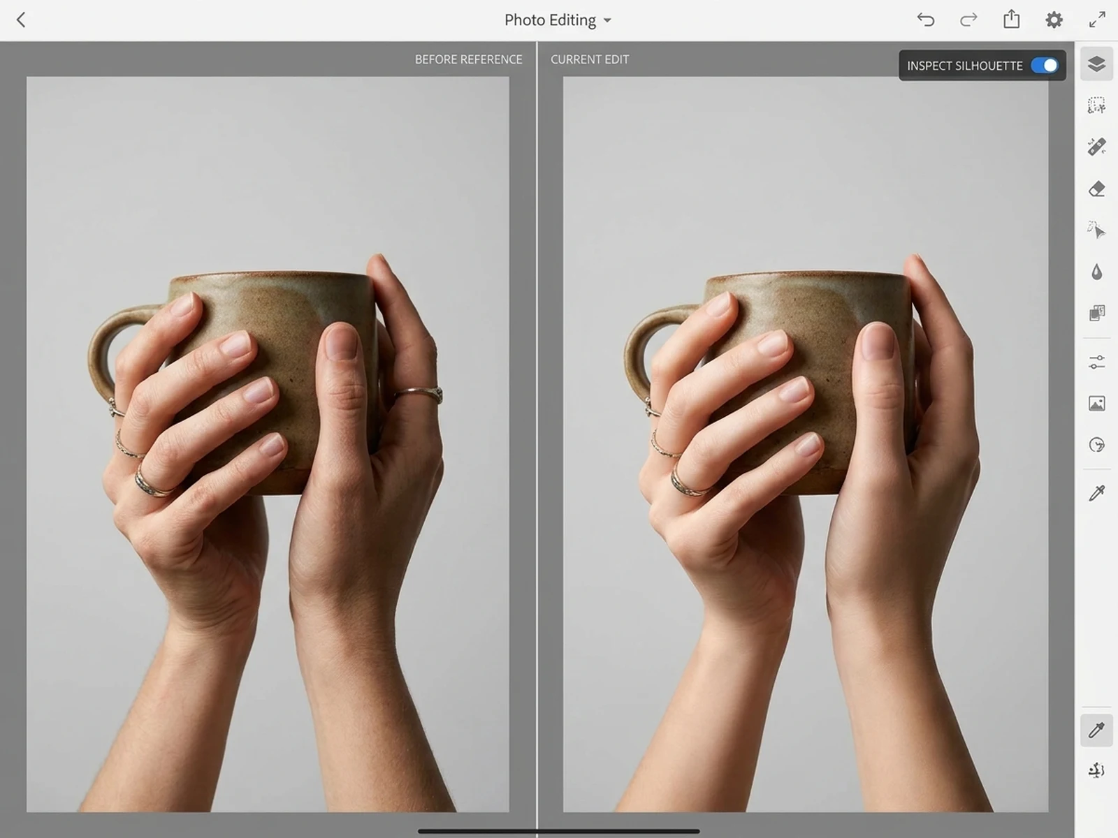 AI Hand Fixer example showing product holding pose with controlled lighting and clear composition