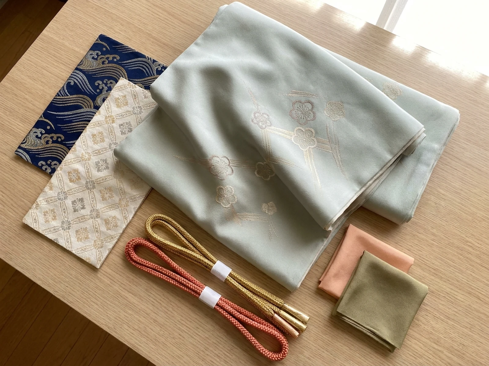 原创和服面料与协调腰带材质板,AI生成图片示例