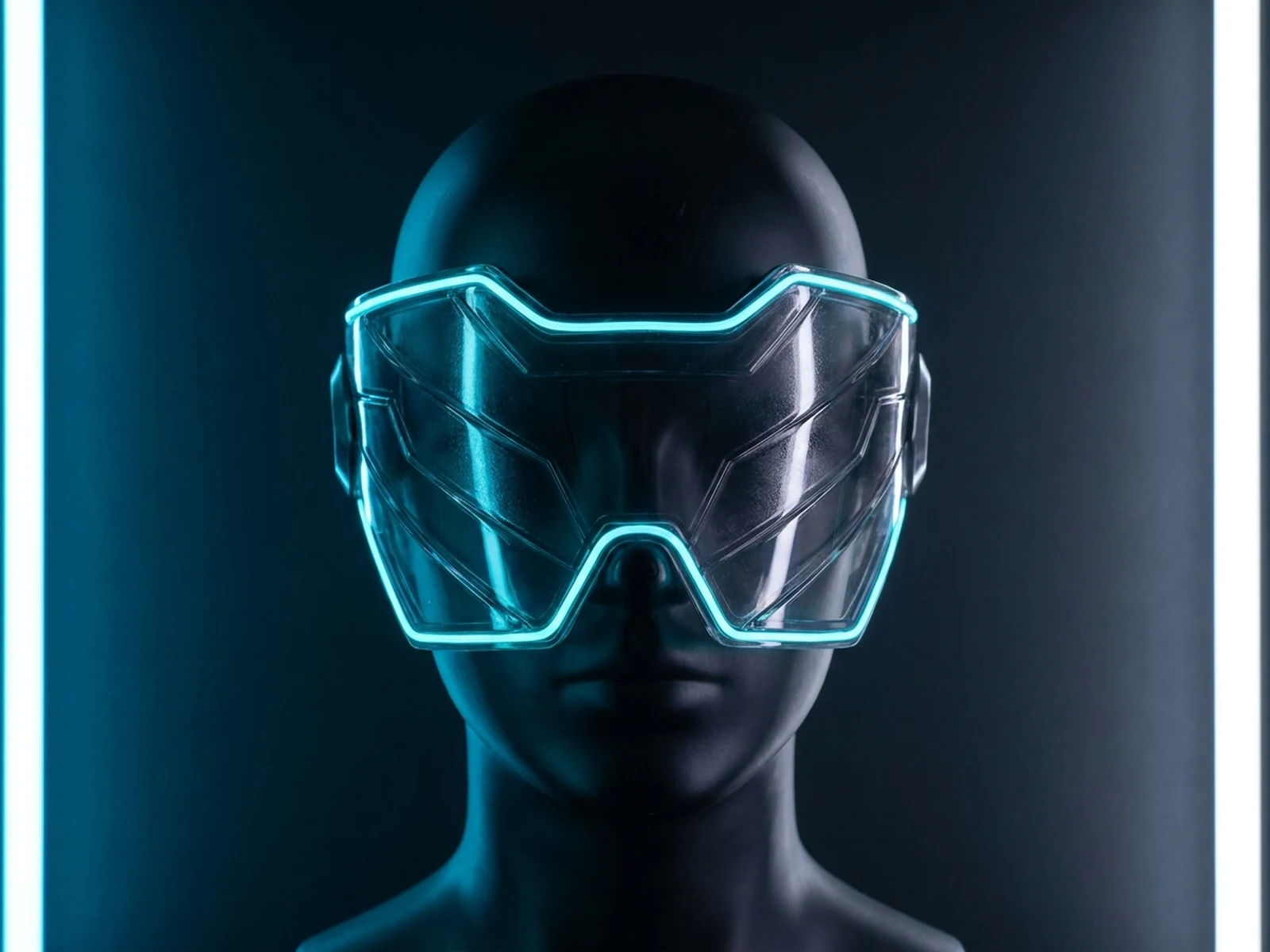 Original futuristic translucent visor concept on a neutral mannequin