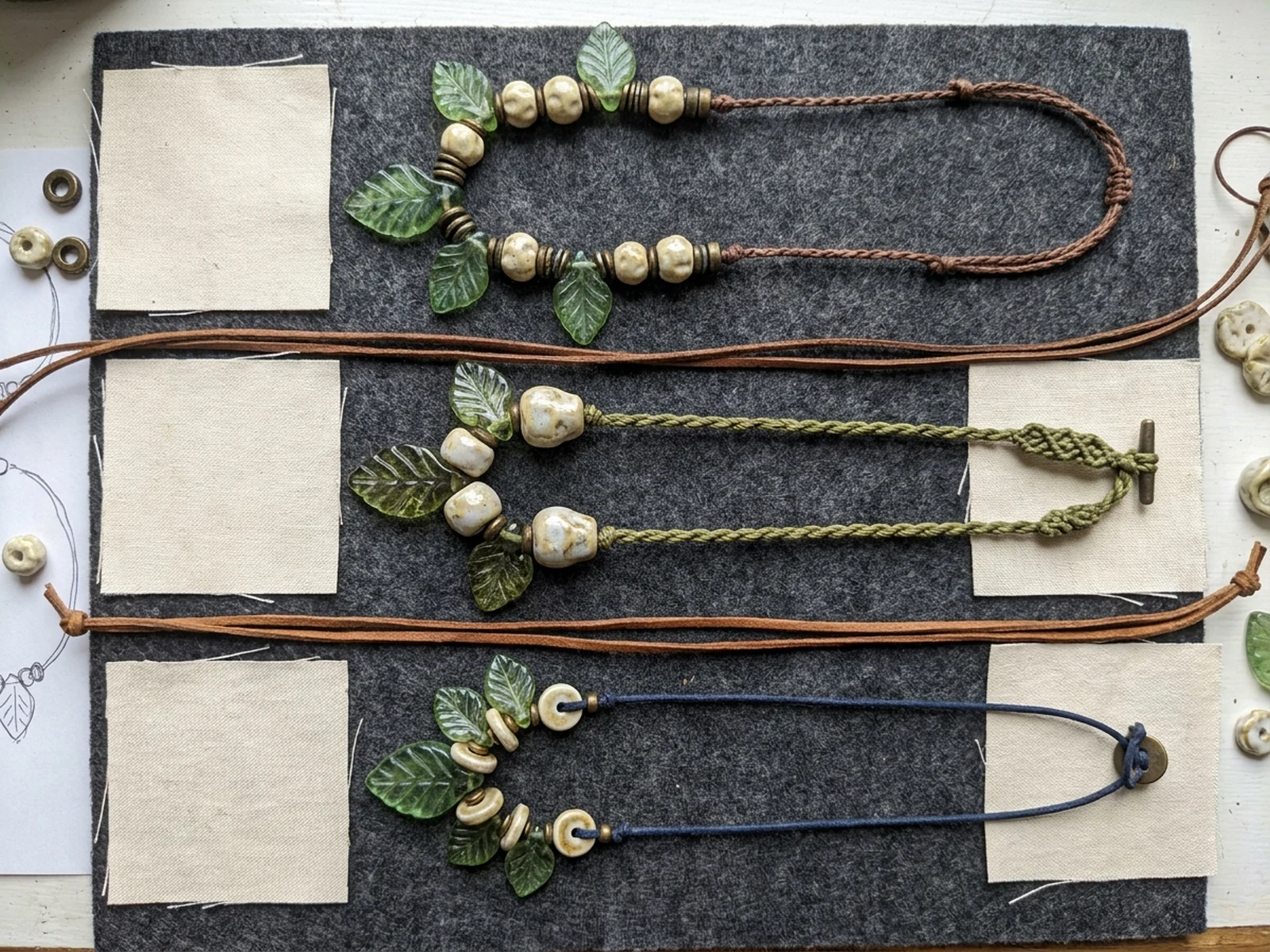 Original botanical bead necklace collection board