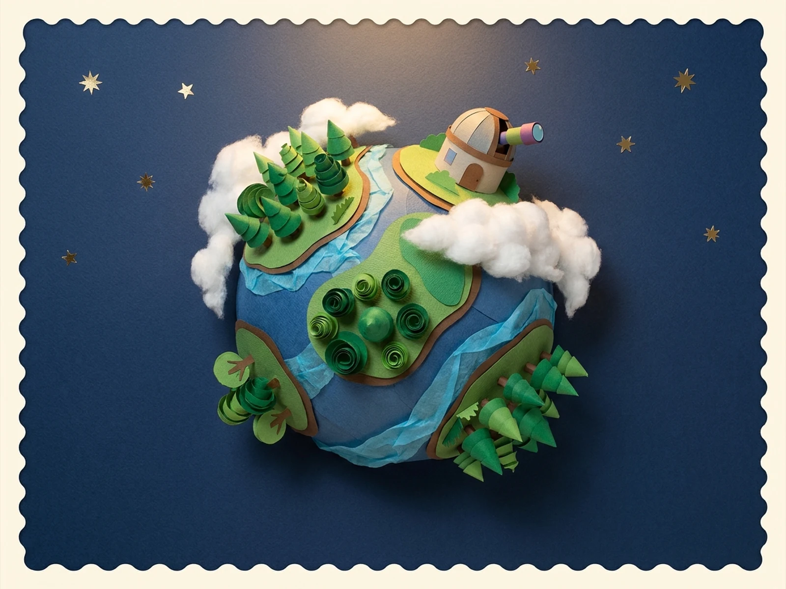 Whimsical miniature garden planet for a fantasy storybook