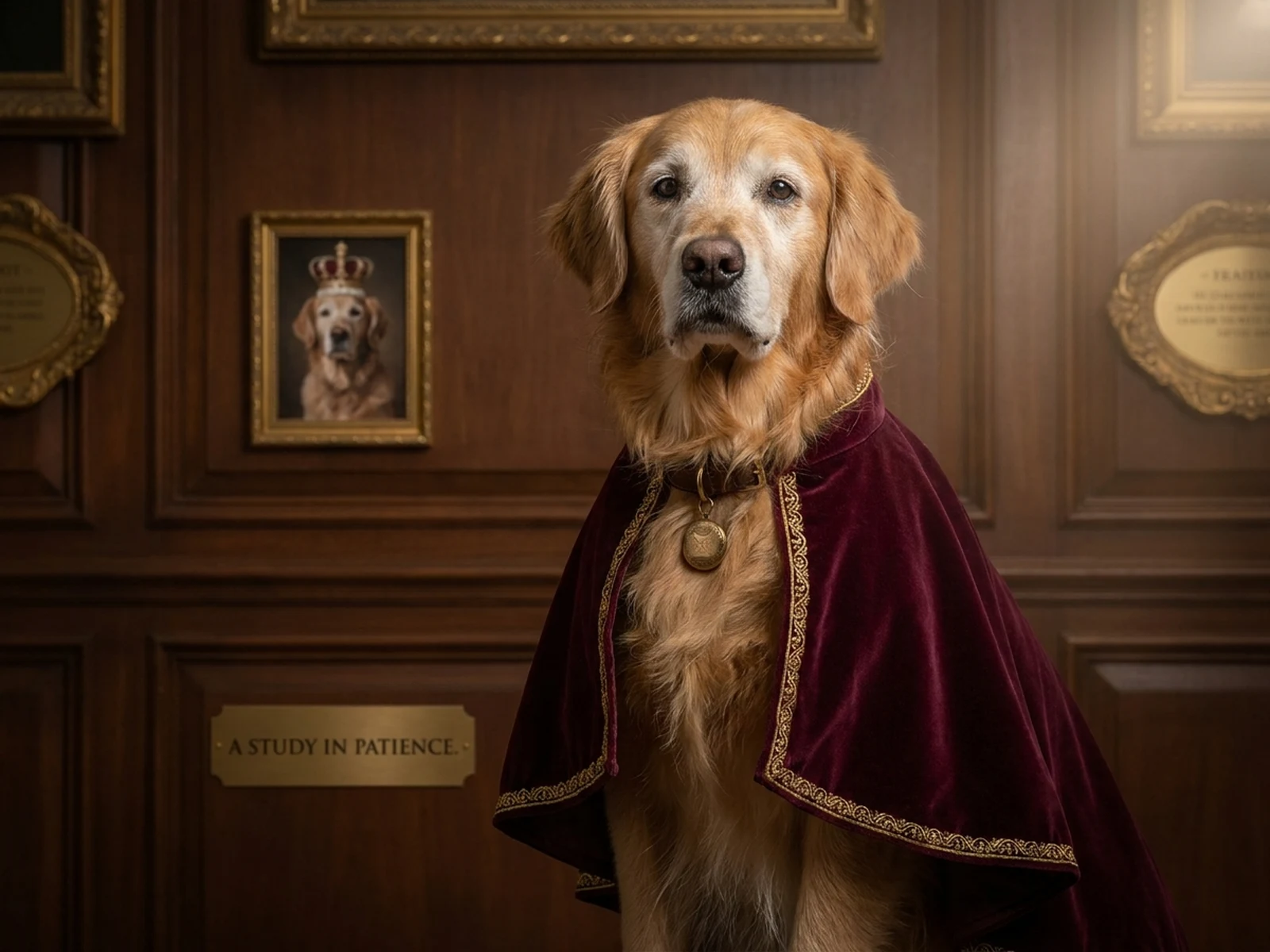 Ai-royal-pet-portrait example showing regal studio pet with controlled lighting and clear composition