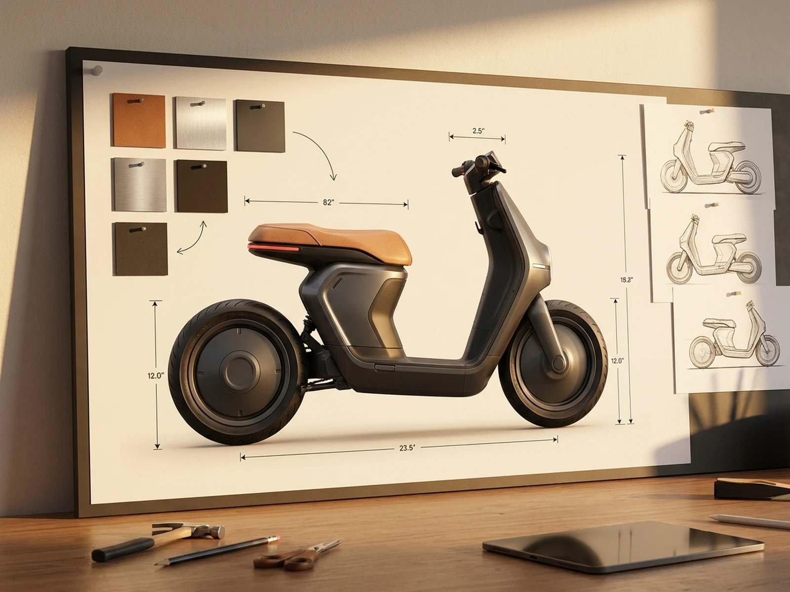 AI Side View Generator example showing product reference sheet with controlled lighting and clear composition