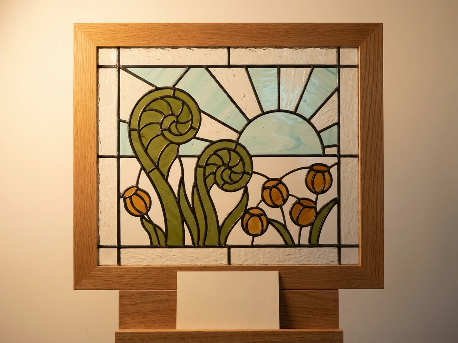 Original botanical stained glass panel pattern