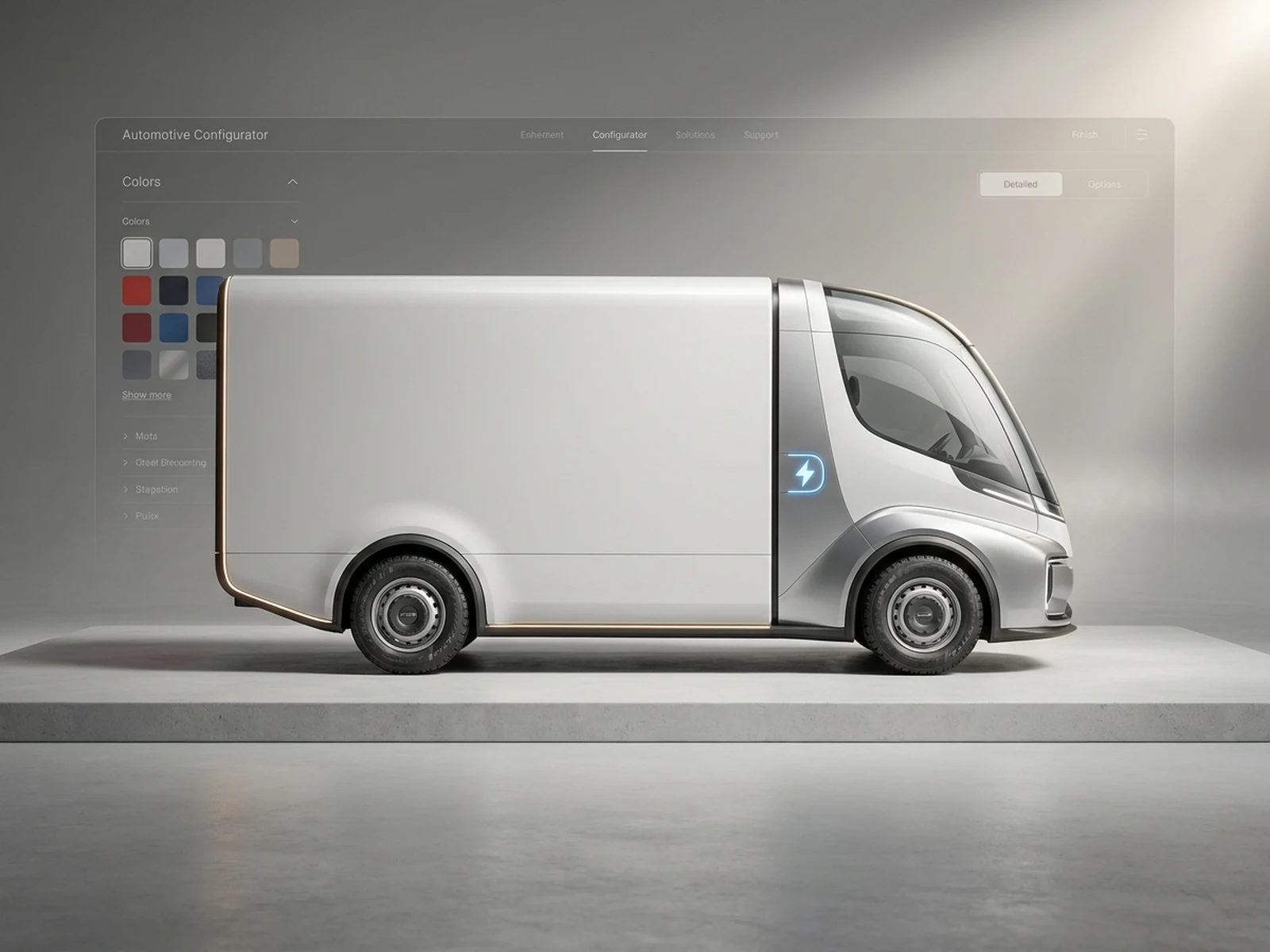 AI Truck Generator example showing logistics depot truck with controlled lighting and clear composition