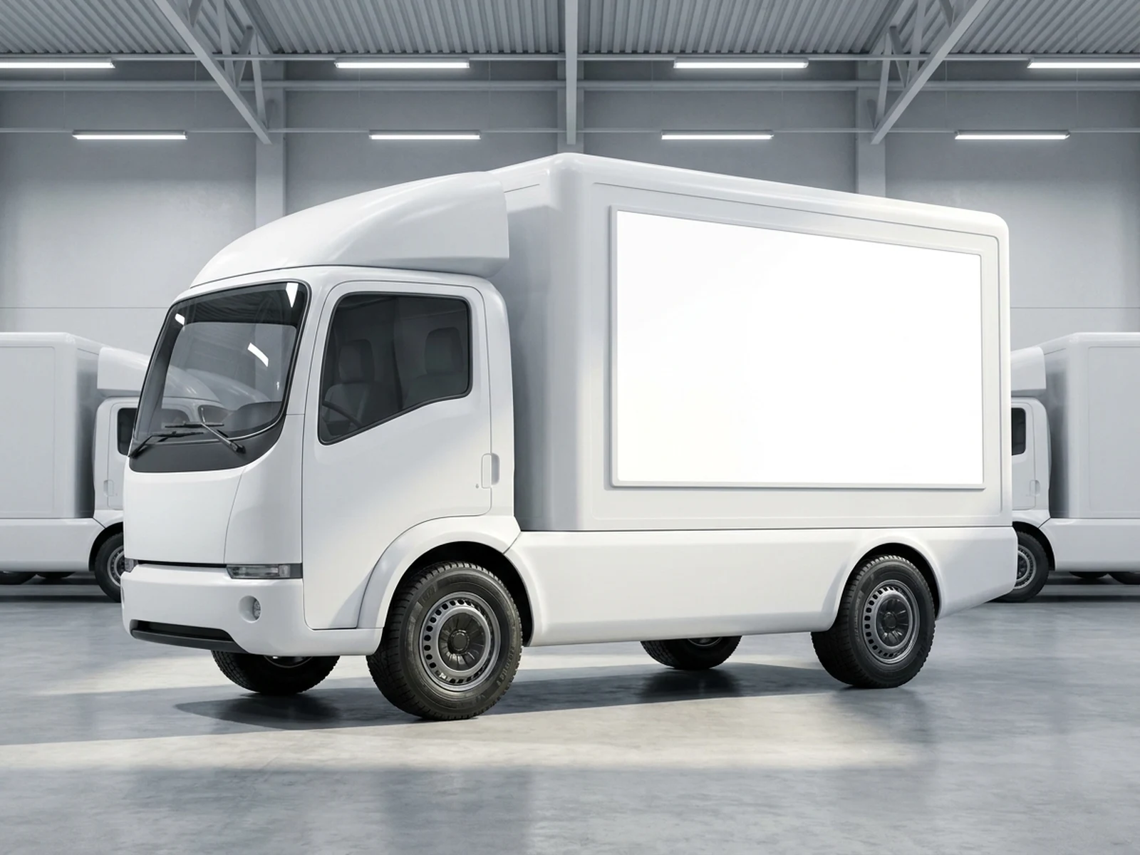 AI Truck Generator example showing fleet branding mockup with controlled lighting and clear composition