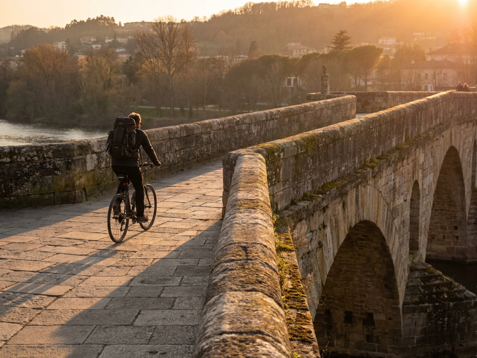 Photo zoom preview showing a wider travel image and a clearer crop focused on a cyclist